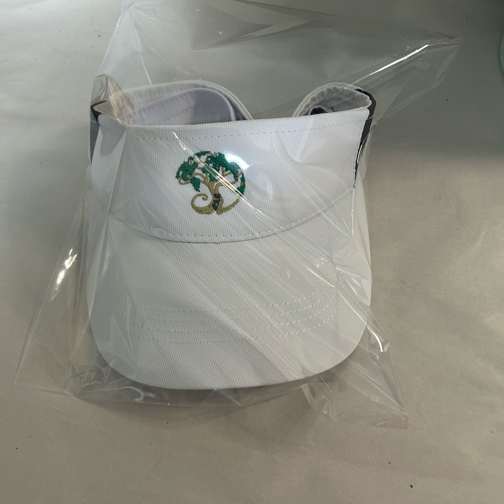 Sport-Tek White Visor with Green and Gold Logo - Picture 13 of 13